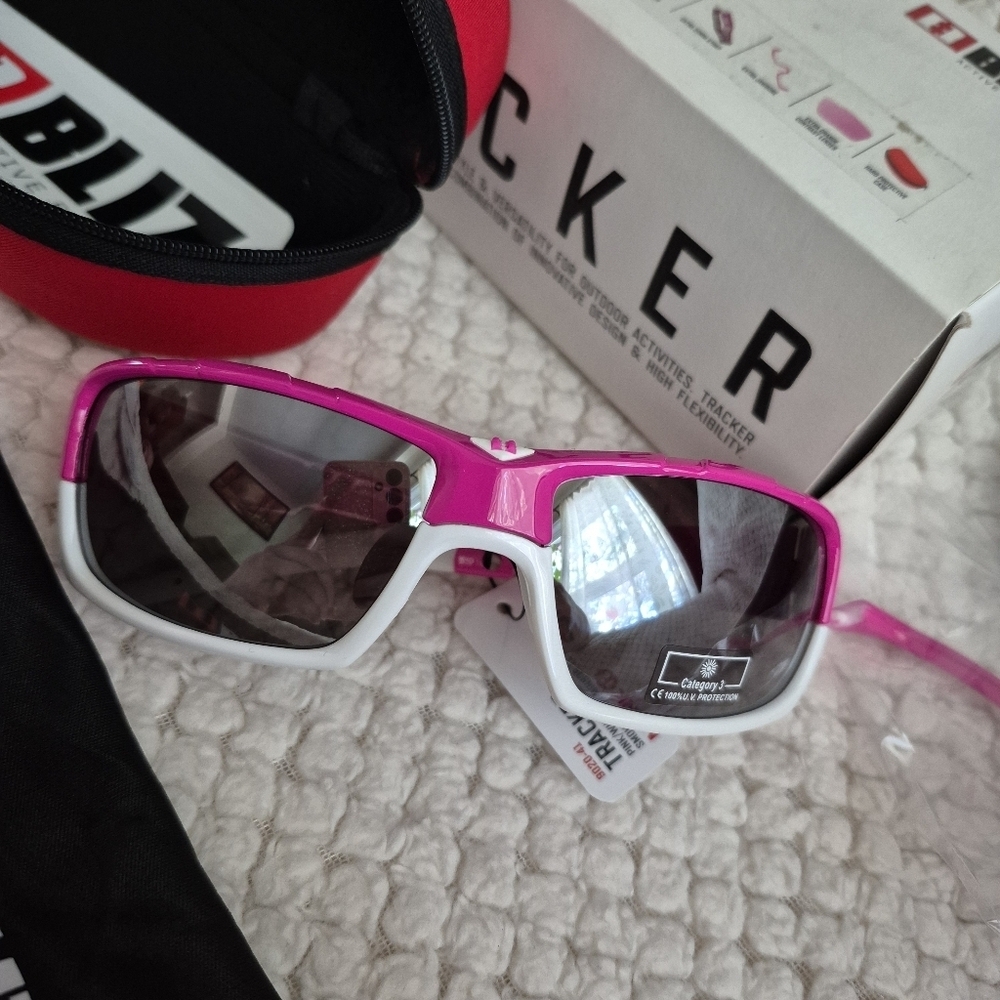 NWT BLIZ  Tracker Ladies Pink Sunglasses - Pink and White With Pink Lenses